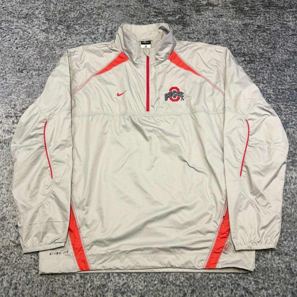 Nike Storm Fit Ohio State Buckeyes Windbreaker 1/4 Zip Mens Medium Gray Pullover